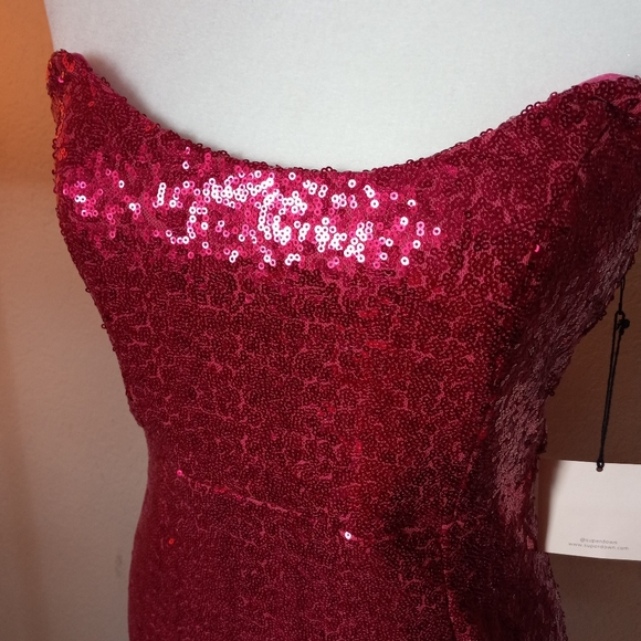Superdown Hot Pink Strapless Sequin Mini - Picture 3 of 12